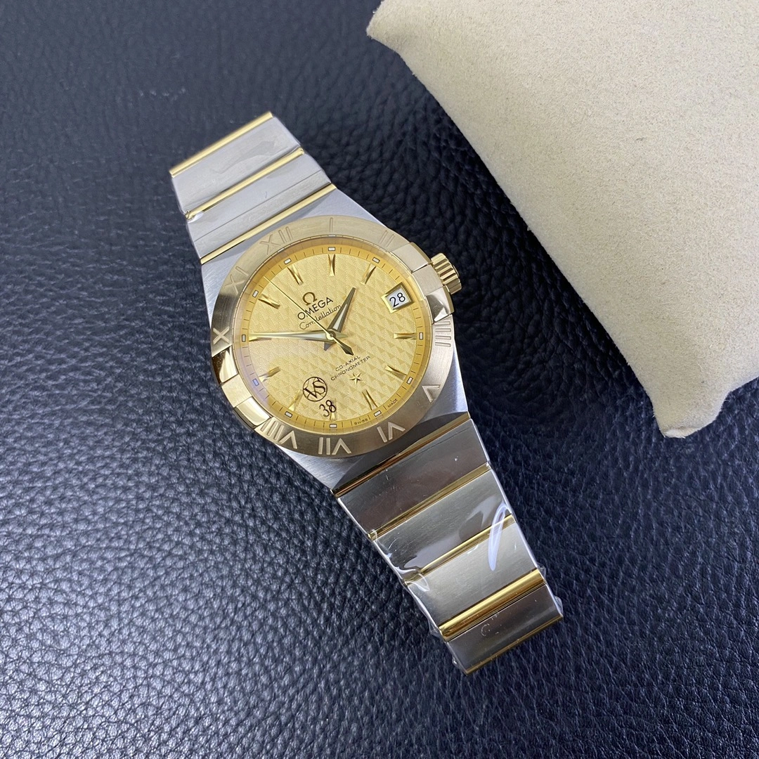 Effortless CBD Factory Omega Constellation 38mm Two-Tone Yellow Gold Textured Dial (123.20.38.21.08.001) 1:1 Super Clone – DD8500 Movement 307
